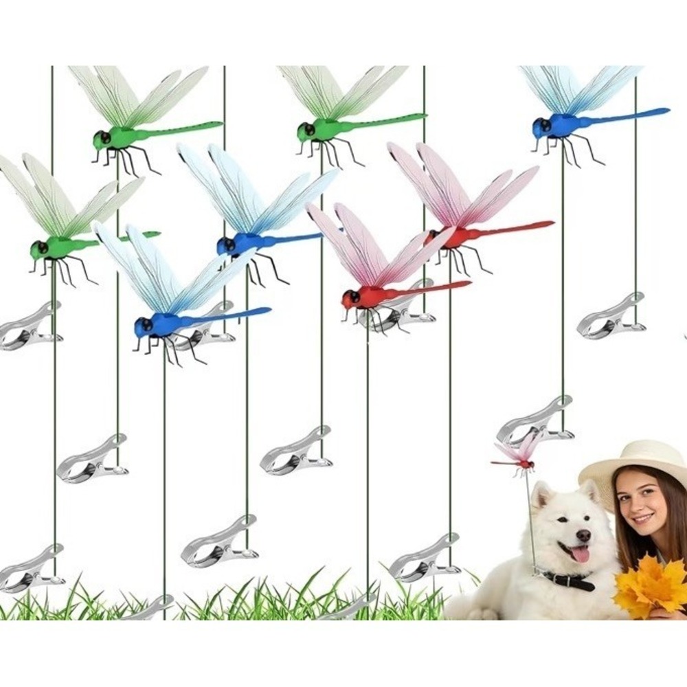 15 PCS Dragonfly Clips Garden Decor Bug Repellent Yard Stakes Flying Butterfly